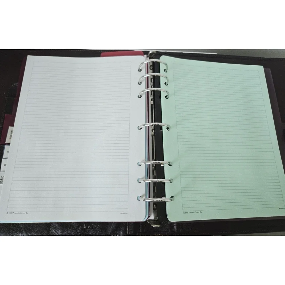 Vtg Franklin Covey Full Grain Leather Planner w/Original Franklin 1998 Paper Inc